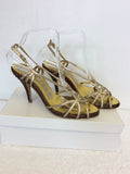 MAGRIT GOLD & BROWN STRAPPY HEELED SANDALS SIZE 5/38