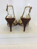 MAGRIT GOLD & BROWN STRAPPY HEELED SANDALS SIZE 5/38