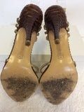 MAGRIT GOLD & BROWN STRAPPY HEELED SANDALS SIZE 5/38