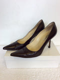 JIMMY CHOO DARK BROWN LEATHER HEELS SIZE 7.5 / 41.5