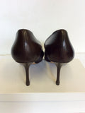 JIMMY CHOO DARK BROWN LEATHER HEELS SIZE 7.5 / 41.5