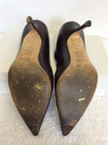 JIMMY CHOO DARK BROWN LEATHER HEELS SIZE 7.5 / 41.5