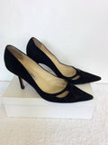 JIMMY CHOO BLACK SUEDE CUT OUT DETAIL HEELS SIZE 7.5/41.5