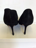 JIMMY CHOO BLACK SUEDE CUT OUT DETAIL HEELS SIZE 7.5/41.5