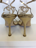 JIMMY CHOO BLACK & GOLD STRAPPY LEATHER SANDALS SIZE 7.5/41