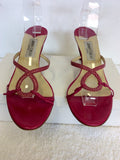 JIMMY CHOO FUSHIA PINK LEATHER HEELED MULE SANDALS SIZE 7.5/41