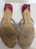 JIMMY CHOO FUSHIA PINK LEATHER HEELED MULE SANDALS SIZE 7.5/41