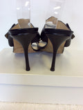 JIMMY CHOO BLACK BUCKLE TRIM STRAP HEELED MULES SIZE 7.5/41