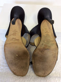 JIMMY CHOO BLACK BUCKLE TRIM STRAP HEELED MULES SIZE 7.5/41