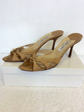 JIMMY CHOO BEIGE LEATHER HEELED MULES SIZE 7.5/41