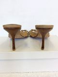 JIMMY CHOO BEIGE LEATHER HEELED MULES SIZE 7.5/41