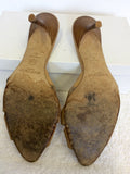 JIMMY CHOO BEIGE LEATHER HEELED MULES SIZE 7.5/41