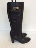 BRAND NEW GABOR BLACK LEATHER KNEE LENGTH BOOTS SIZE 6.5/40