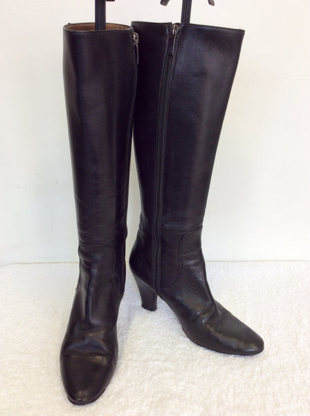 HOBBS BLACK LEATHER KNEE LENGTH BOOTS SIZE 6/39
