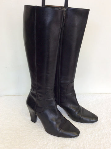 HOBBS BLACK LEATHER KNEE LENGTH BOOTS SIZE 6/39