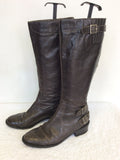 JIGSAW DARK BROWN ALL LEATHER BUCKLE TRIM BOOTS SIZE 5/38