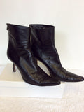 JIMMY CHOO BLACK LEATHER ANKLE BOOTS SIZE 7.5/41.5