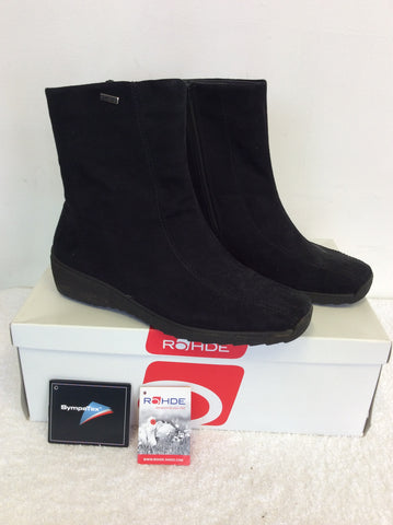 ROHDE BLACK SUEDE WEDGE HEEL ANKLE BOOTS SIZE 6.5/40