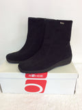 ROHDE BLACK SUEDE WEDGE HEEL ANKLE BOOTS SIZE 6.5/40