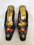 JANE SHILTON CHER BLUE DENIM EMBELLISHED MULES & MATCHING BAG SIZE 7.5/41