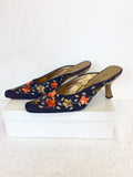 JANE SHILTON CHER BLUE DENIM EMBELLISHED MULES & MATCHING BAG SIZE 7.5/41