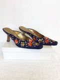 JANE SHILTON CHER BLUE DENIM EMBELLISHED MULES & MATCHING BAG SIZE 7.5/41