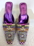 JANE SHILTON BOMBAY LILAC EMBELLISHED HEELED MULES & MATCHIN BAG SIZE 7/40