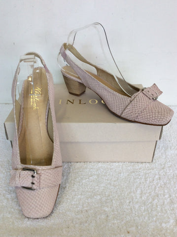 KINLOCH PALE PINK LEATHER BUCKLE TRIM SLINGBACK HEELS SIZE 7/40