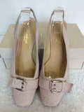 KINLOCH PALE PINK LEATHER BUCKLE TRIM SLINGBACK HEELS SIZE 7/40