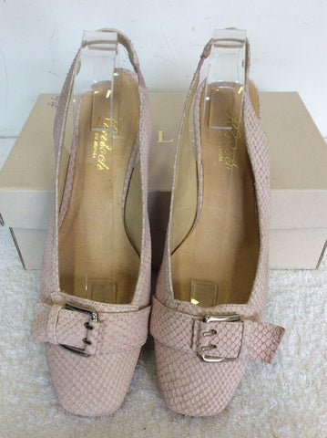 KINLOCH PALE PINK LEATHER BUCKLE TRIM SLINGBACK HEELS SIZE 7/40