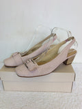 KINLOCH PALE PINK LEATHER BUCKLE TRIM SLINGBACK HEELS SIZE 7/40