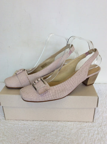 KINLOCH PALE PINK LEATHER BUCKLE TRIM SLINGBACK HEELS SIZE 7/40