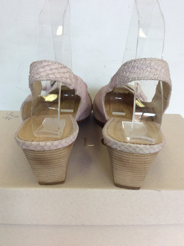 KINLOCH PALE PINK LEATHER BUCKLE TRIM SLINGBACK HEELS SIZE 7/40