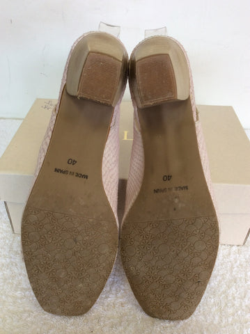 KINLOCH PALE PINK LEATHER BUCKLE TRIM SLINGBACK HEELS SIZE 7/40