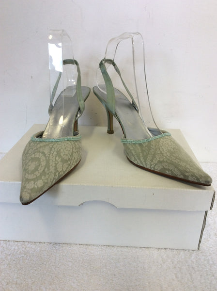 MINOSA PALE GRINT BEADED TRIM SLINGBACK HEELS SIZE 7/40