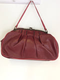 JAMIN  PUECH DARK RED LEATHER & PINK FLOWER SHOULDER / HAND BAG