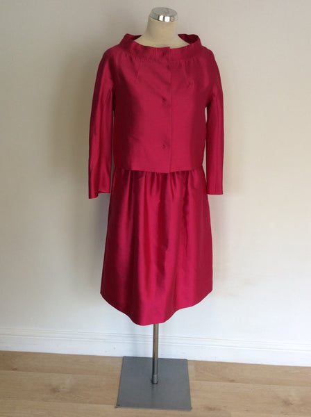 BRAND NEW MAX MARA HOT PINK COTTON & SILK DRESS & JACKET SUIT SIZE 10