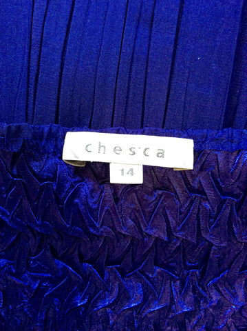CHESCA BLUE CRINKLE LONG DRESS & DUSTER COAT SIZE 14
