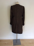 HOBBS BLACK & OATMEAL BEIGE WOOL BLEND COAT SIZE 14 FIT UK 12