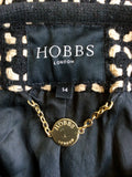 HOBBS BLACK & OATMEAL BEIGE WOOL BLEND COAT SIZE 14 FIT UK 12