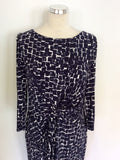 LAURA ASHLEY DARK BLUE & WHITE PRINT DRESS SIZE 14