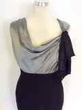 COAST SILVER GREY SILK TOP & BLACK SKIRT DRESS SIZE 10