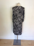 GHOST BLACK & WHITE PRINT WRAP DRESS SIZE 16