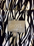 GHOST BLACK & WHITE PRINT WRAP DRESS SIZE 16