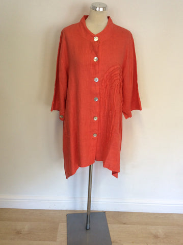SARAH SANTOS CORAL OVERSIZE LINEN TOP SIZE M