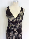 HOBBS BLACK & GREY FLORAL PRINT PENCIL DRESS SIZE 8