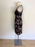 HOBBS BLACK & GREY FLORAL PRINT PENCIL DRESS SIZE 8