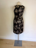 HOBBS BLACK & GREY FLORAL PRINT PENCIL DRESS SIZE 8