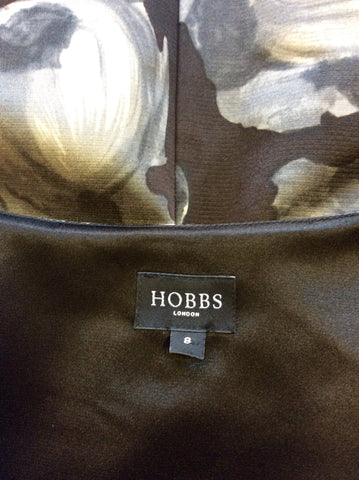 HOBBS BLACK & GREY FLORAL PRINT PENCIL DRESS SIZE 8