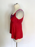 BODEN RED & PINK SILK SLEEVELESS TOP SIZE 10